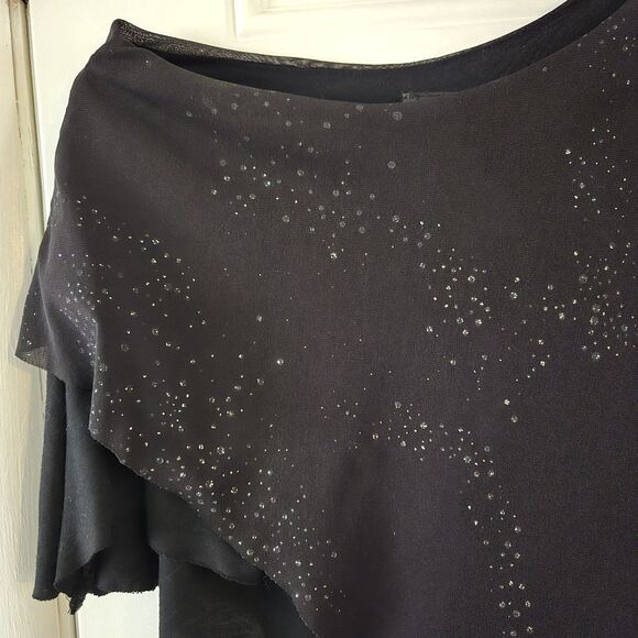 Daytrip Black One Shoulder Beaded Rhinestone Embellished Asymmetrical Top Small - Picture 6 of 9